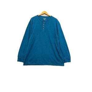 Pendleton Woolen Mills Men's Size XL Henley Teal Long Sleeve Cotton Shirt Casual